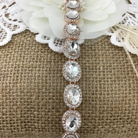 Crystal Oval Shape Rose Gold Bridal Bracelet | Bellaire Wholesale