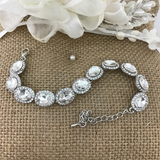 Crystal Oval Shape Silver Bridal Bracelet | Bellaire Wholesale