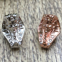 CZ Micro Pave Bead Silver Egyptian Head Bead | Bellaire Wholesale