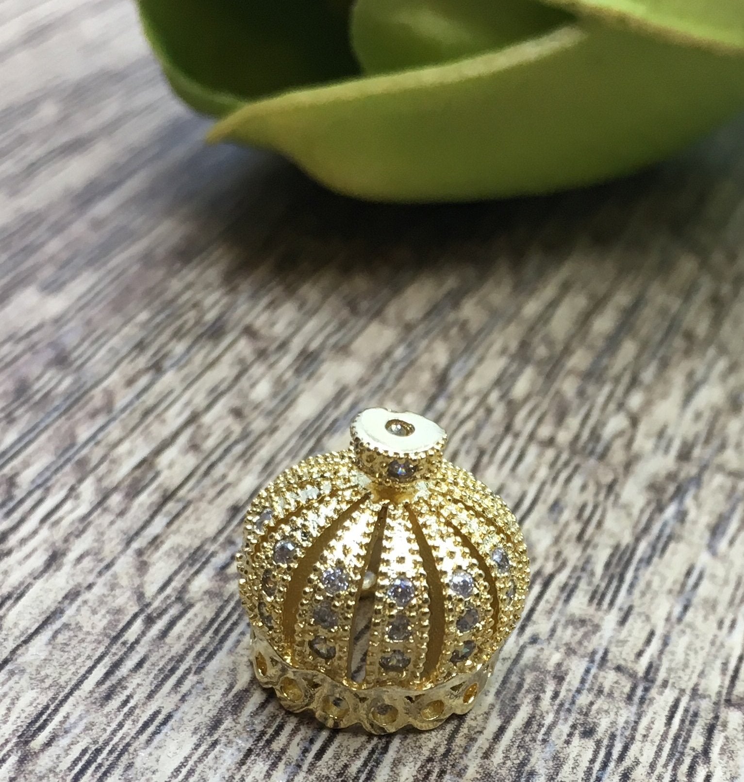 Brass Pave Cap Tassel Findings Gold. | Bellaire Wholesale