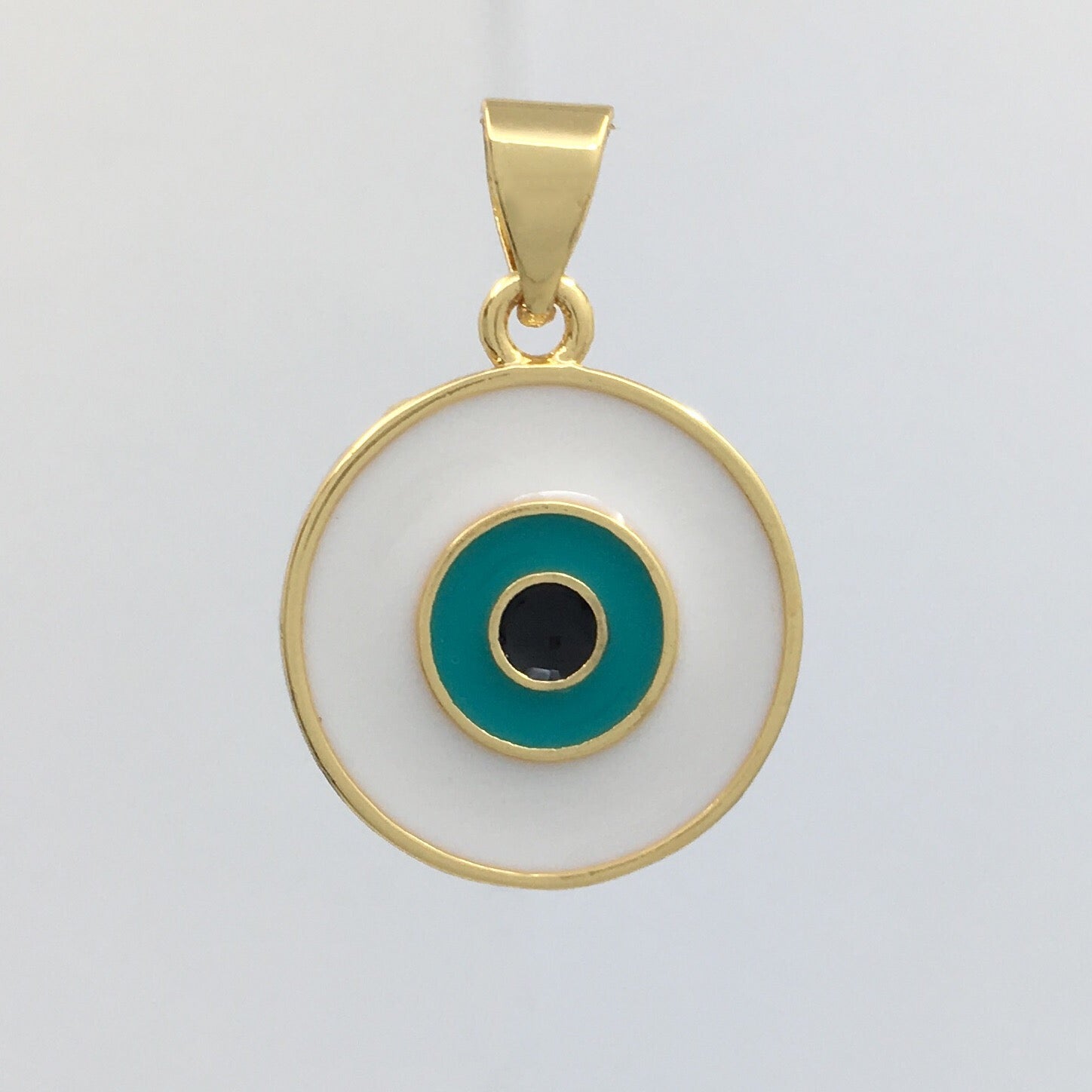 Round White Brass Evil Eye Charm | Bellaire Wholesale