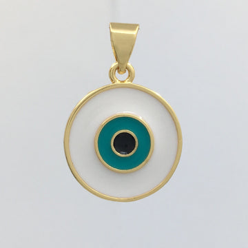 Round White Brass Evil Eye Charm | Bellaire Wholesale