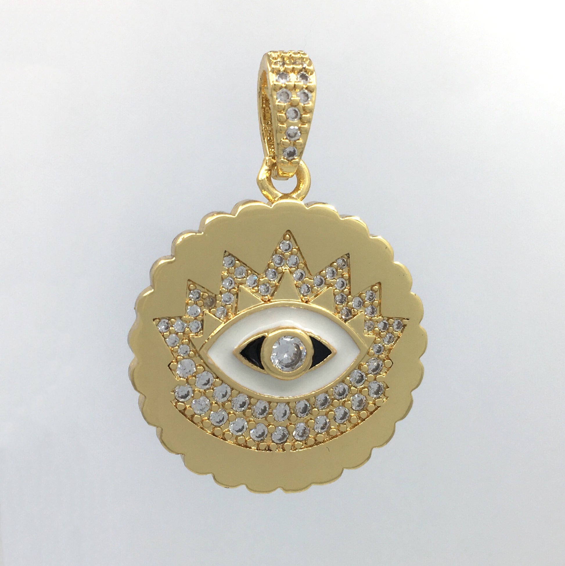 Round Black Evil Eye Charm with CZ Eye | Bellaire Wholesale