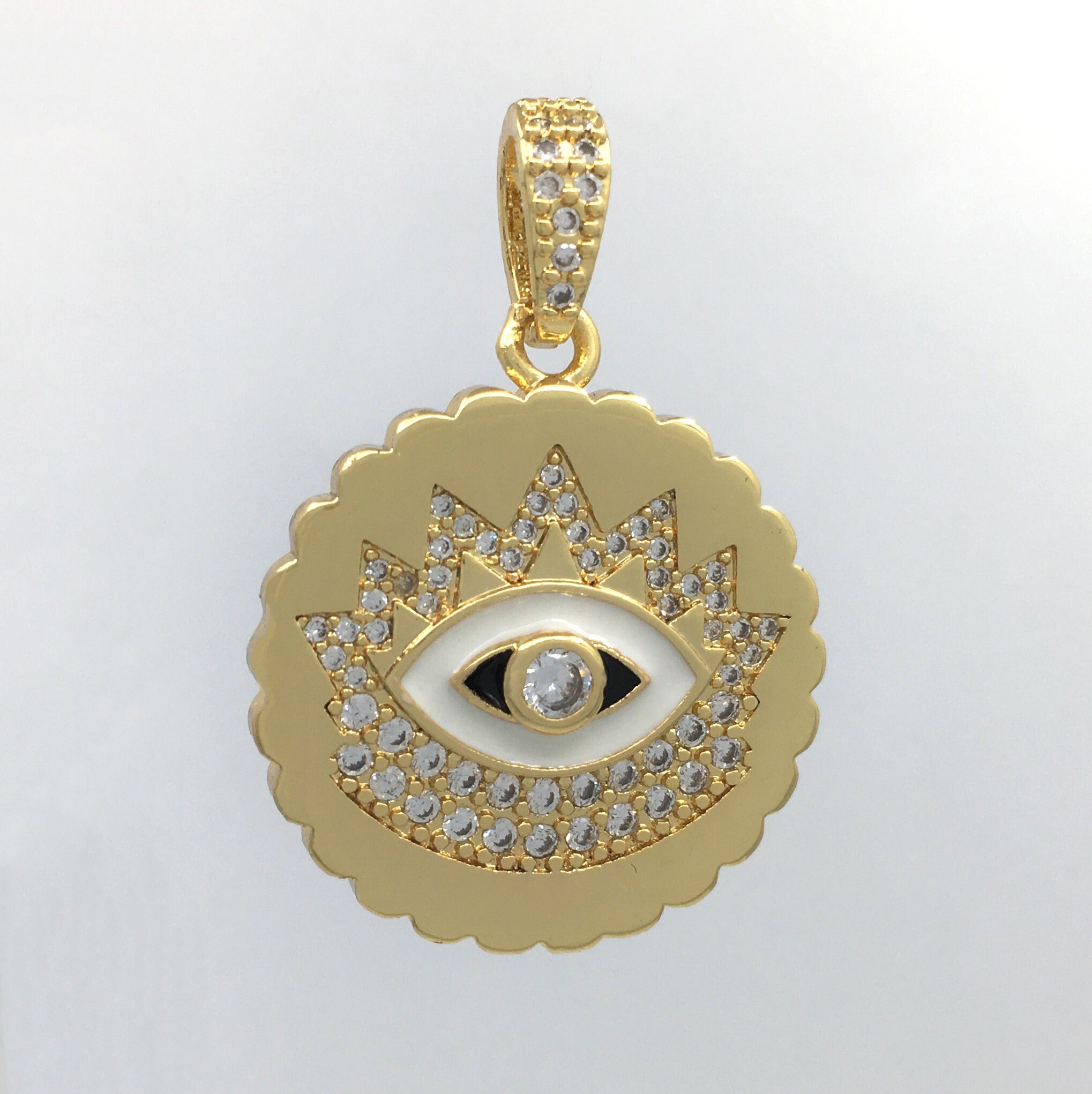 Round Black Evil Eye Charm with CZ Eye | Bellaire Wholesale