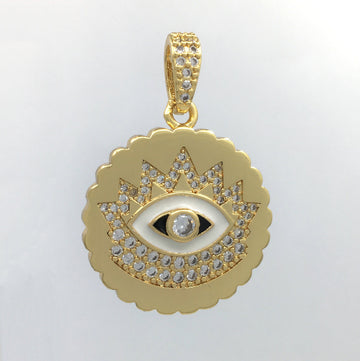 Round Black Evil Eye Charm with CZ Eye | Bellaire Wholesale