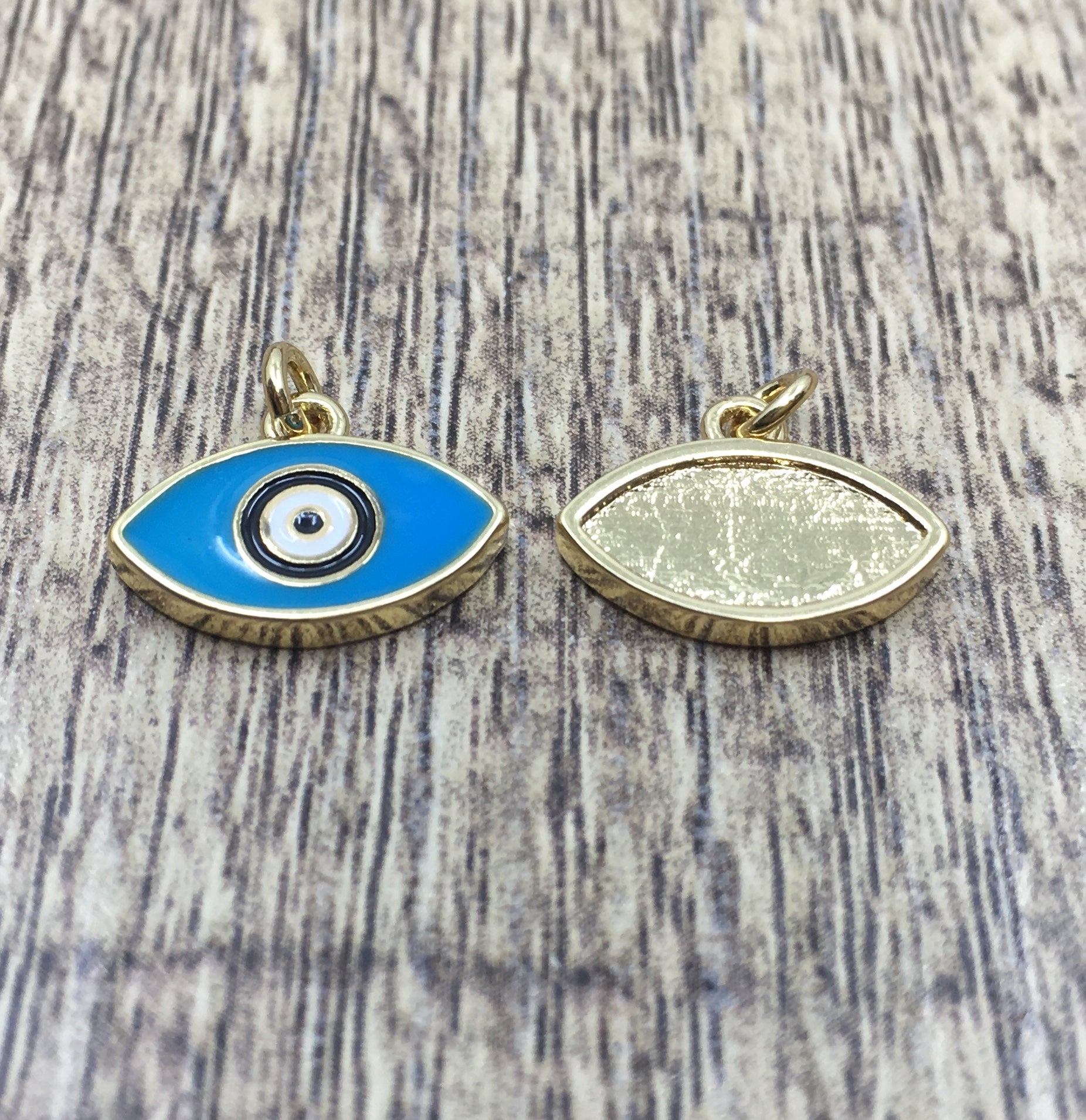 Brass 18k Gold Plated Blue Evil Eye charm | Bellaire Wholesale