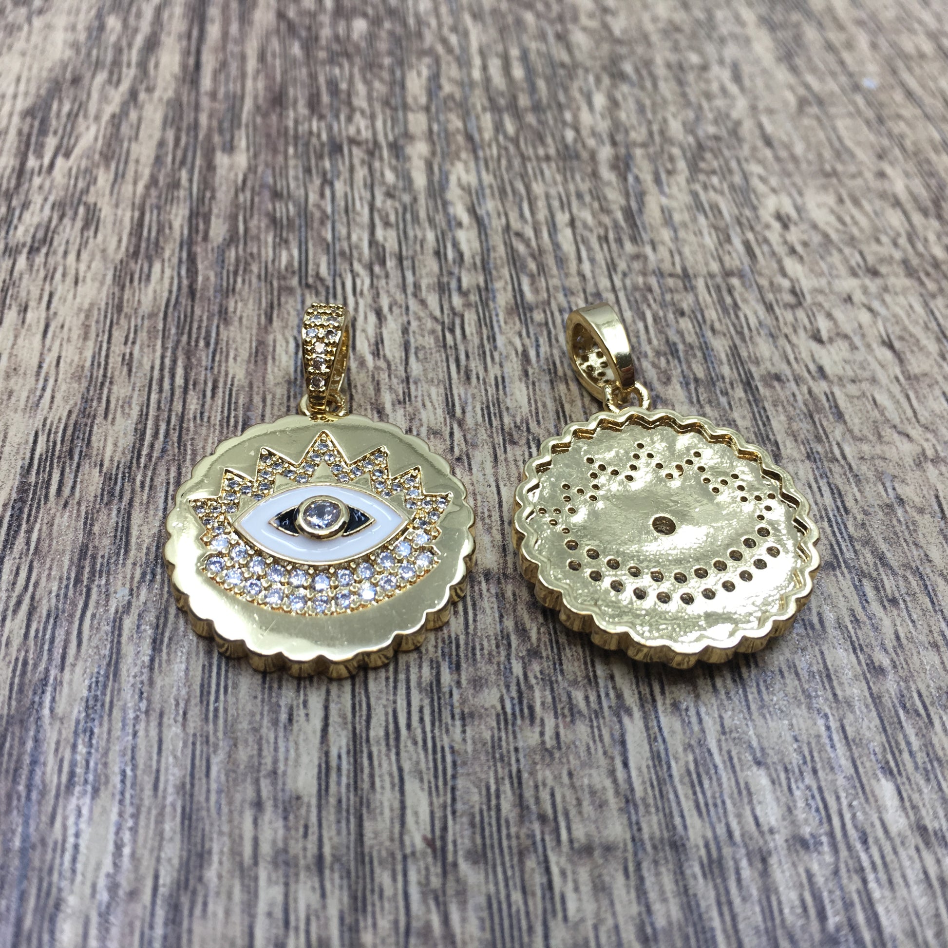 Round Black Evil Eye Charm with CZ Eye | Bellaire Wholesale