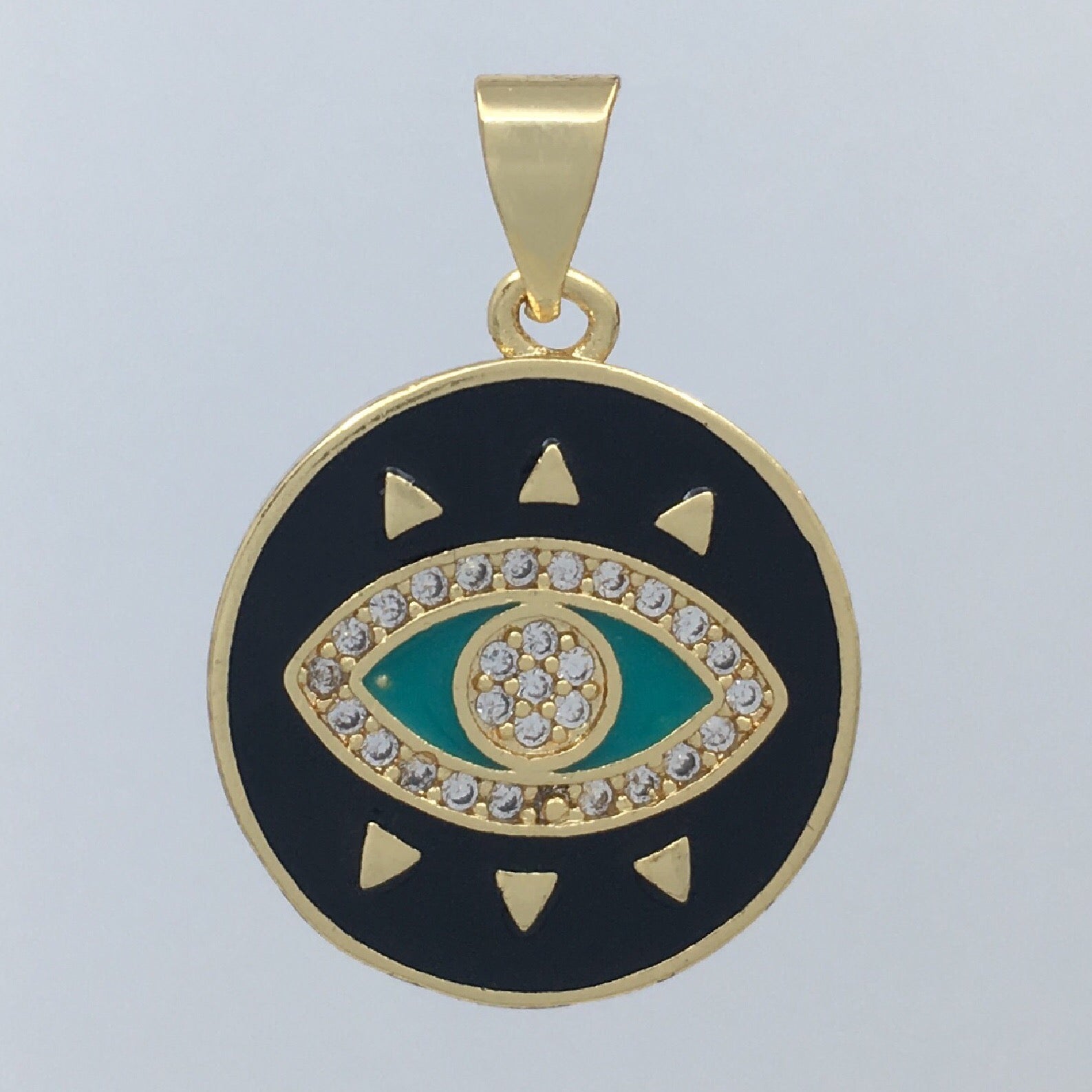 Round Black Evil Eye Charm with turquoise Eye | Bellaire Wholesale