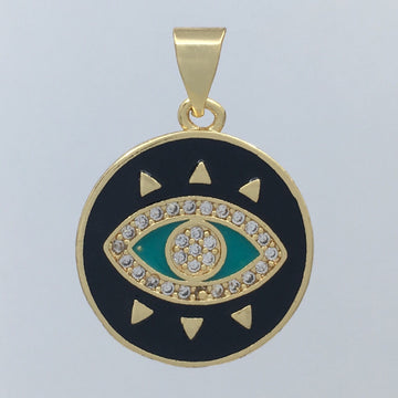 Round Black Evil Eye Charm with turquoise Eye | Bellaire Wholesale