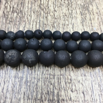 8mm Black Druzy Beads | Bellaire Wholesale