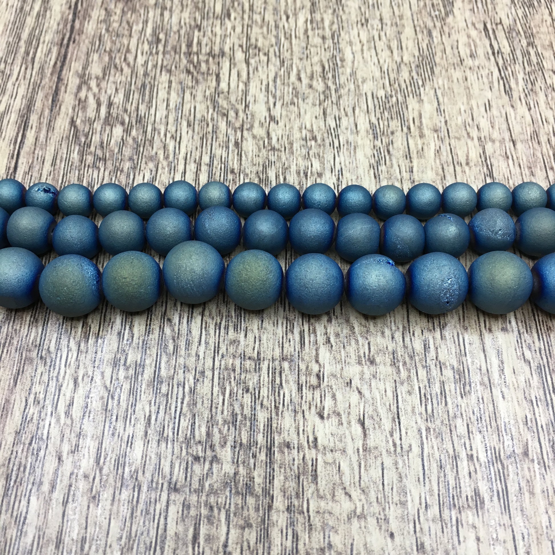 8mm Teal Blue Druzy Beads | Bellaire Wholesale