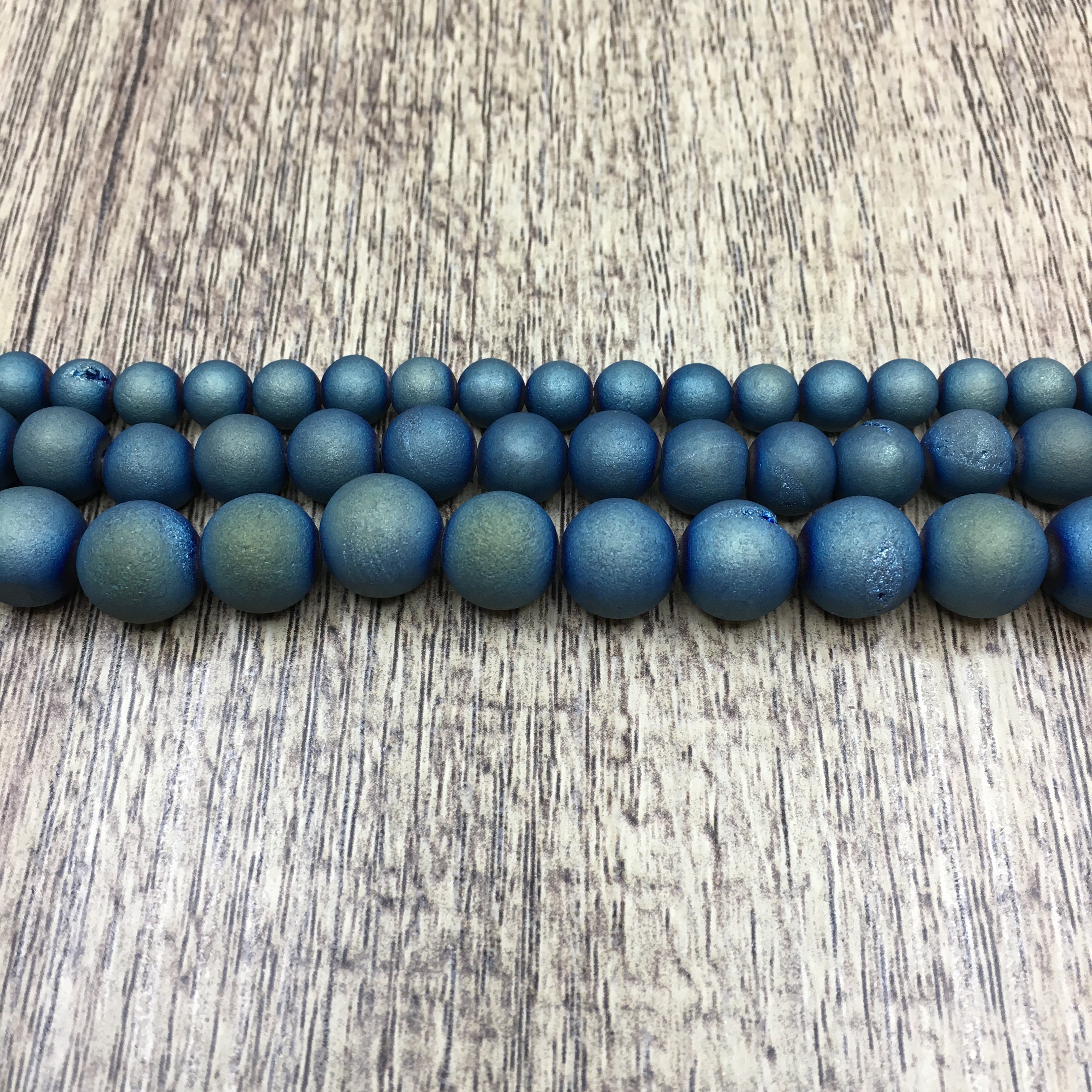 8mm Teal Blue Druzy Beads | Bellaire Wholesale