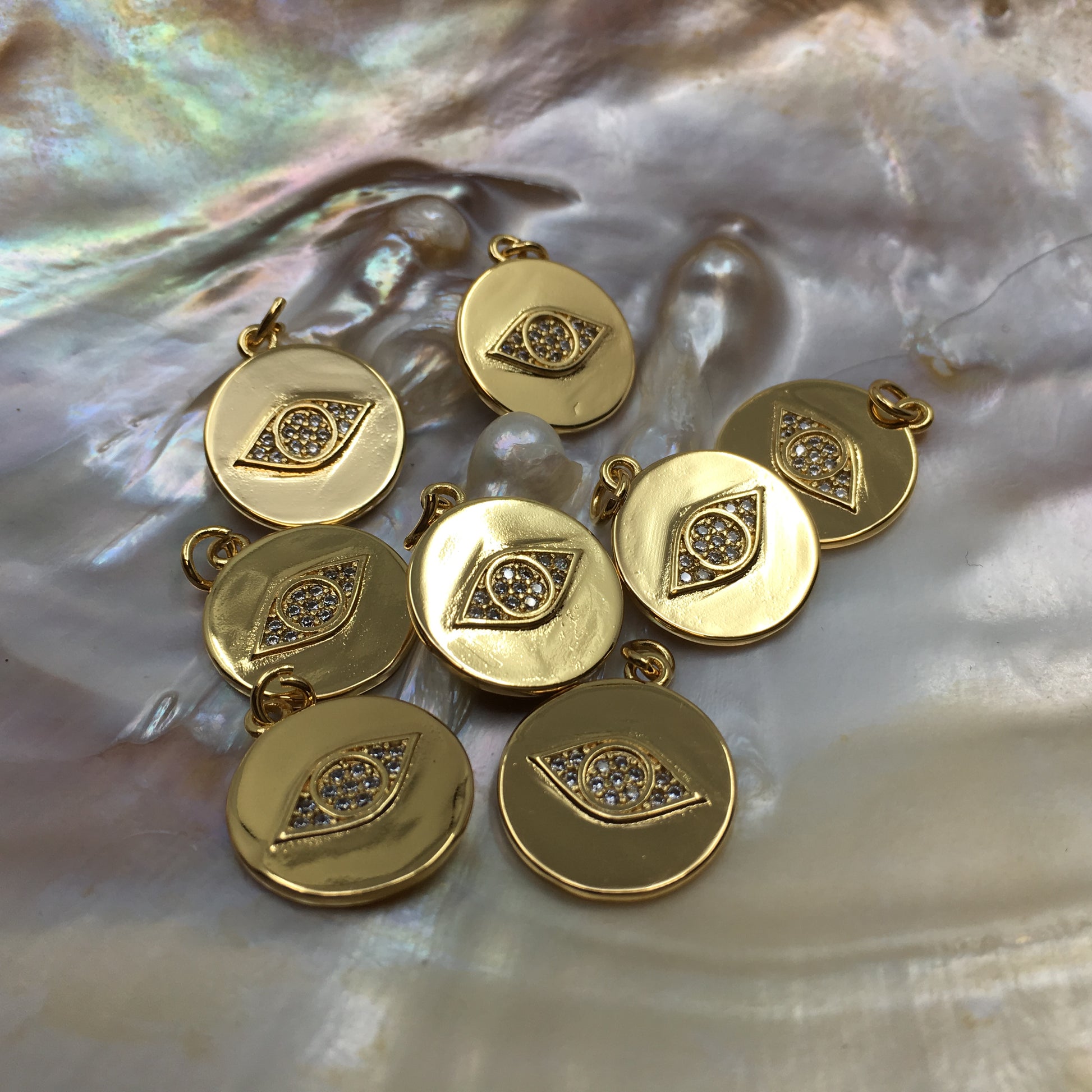 Coin Evil Eye Gold Charm | Bellaire Wholesale