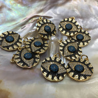 Round Black and Blue Evil Eye Gold Charm | Bellaire Wholesale