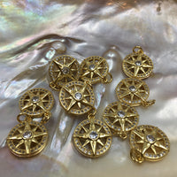 Round Gold Compass Brass Charm | Bellaire Wholesale