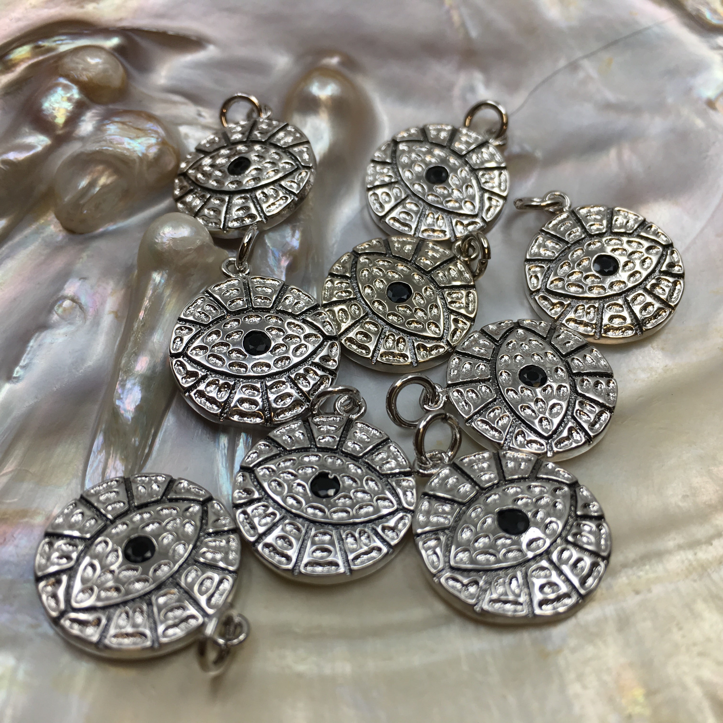 Round Gold and Silver Black Evil Eye Charm | Bellaire Wholesale