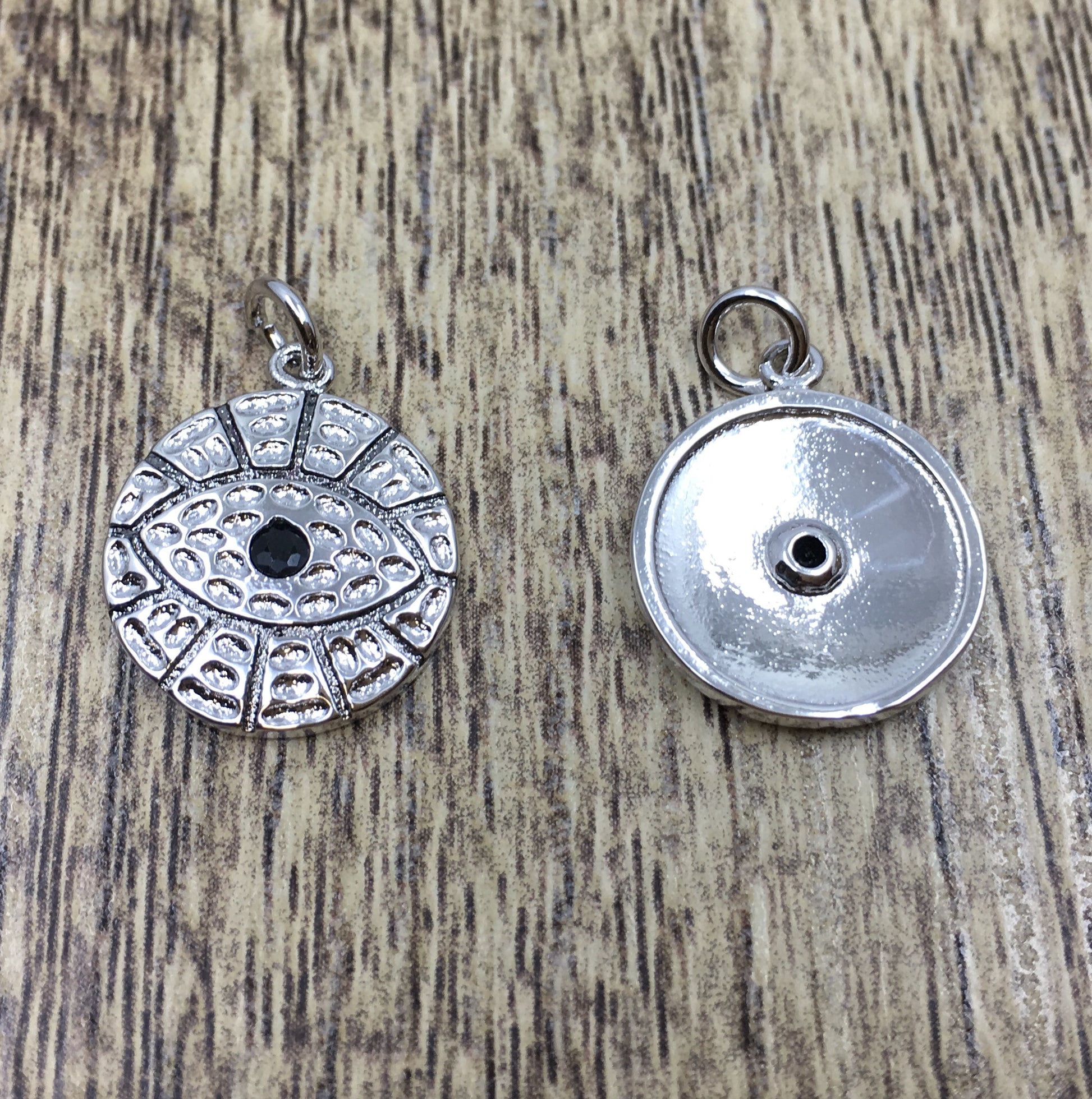 Round Gold and Silver Black Evil Eye Charm | Bellaire Wholesale