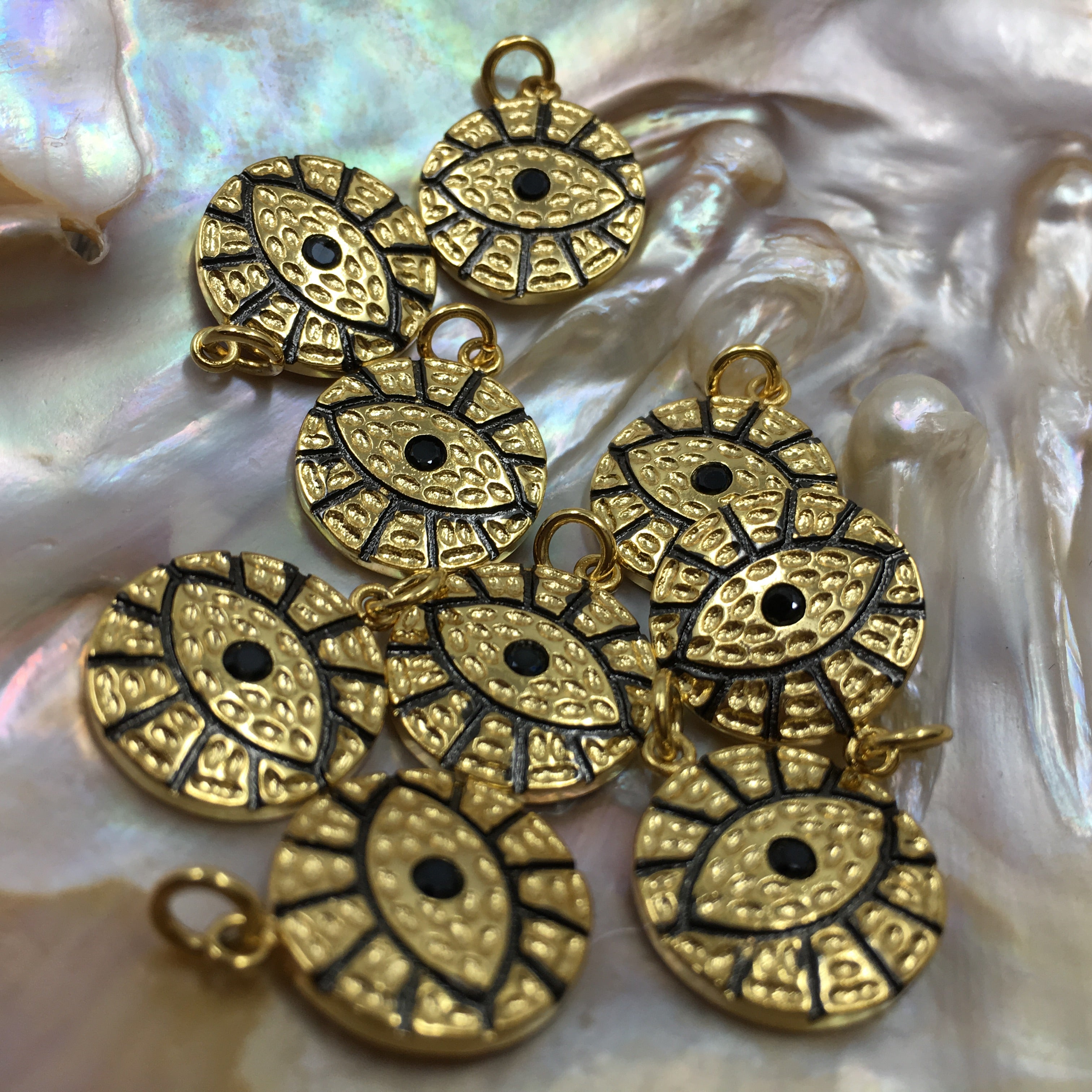 Round Gold and Silver Black Evil Eye Charm | Bellaire Wholesale