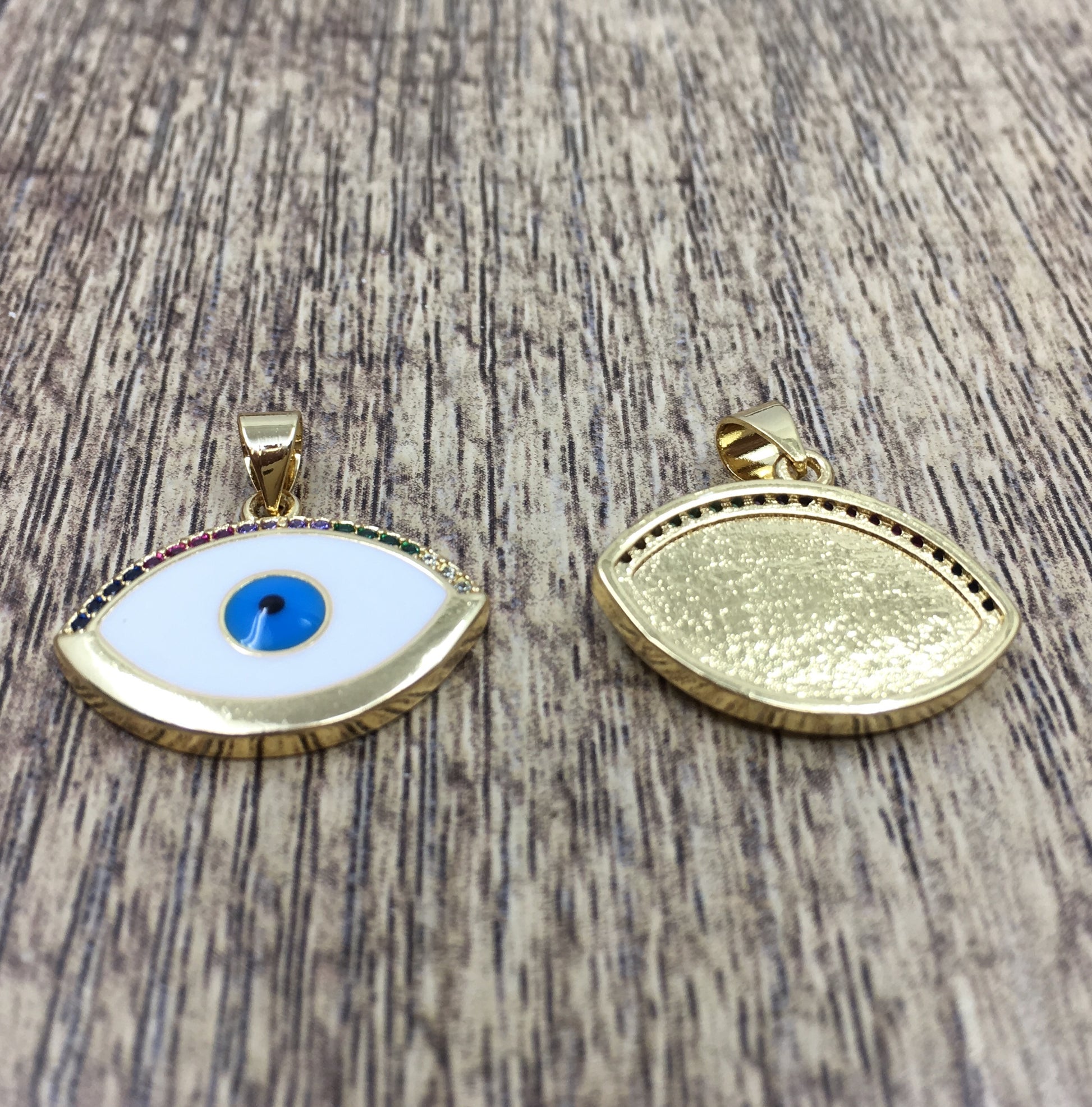 18k Gold Plated Blue Evil Eye CZ Charm | Bellaire Wholesale