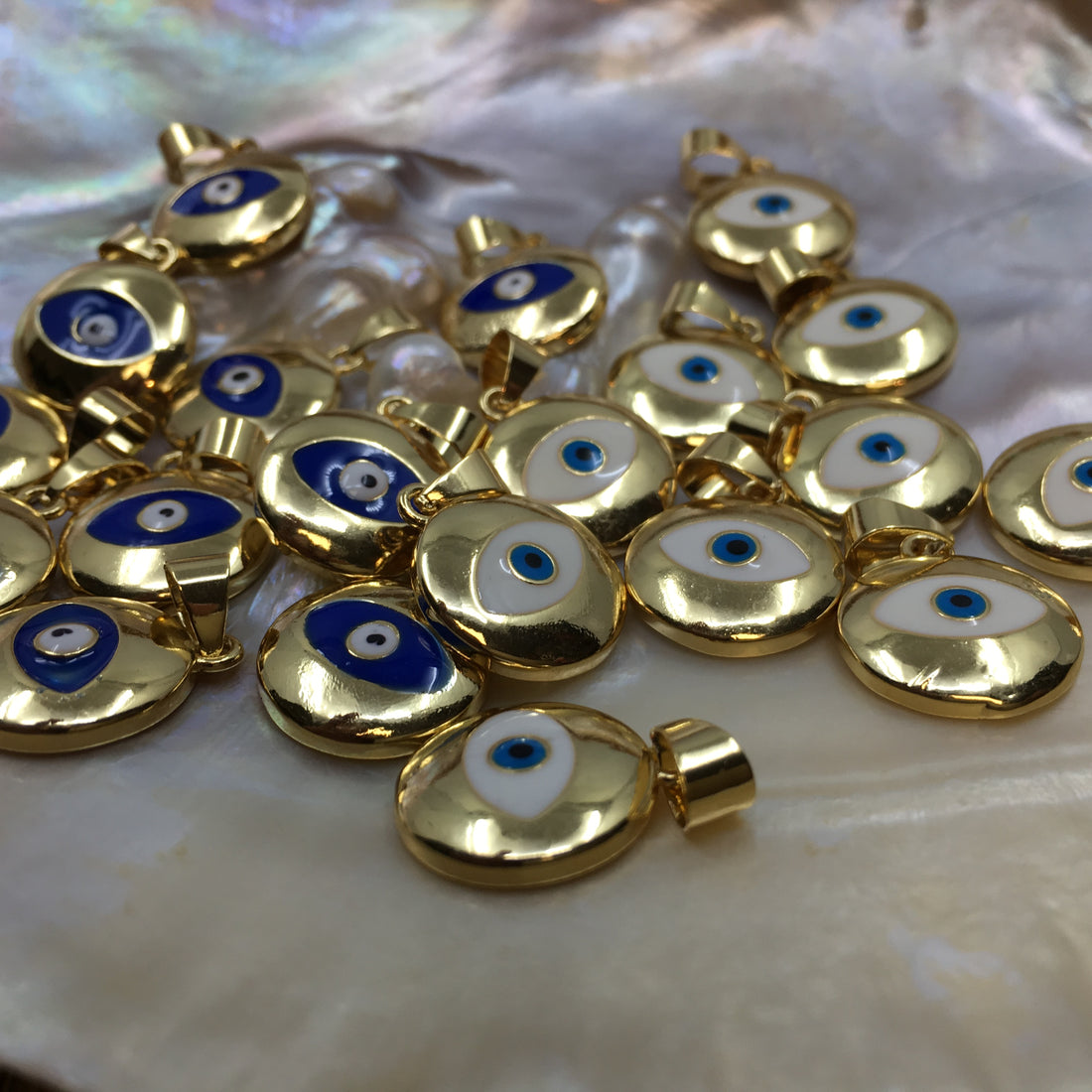 Gold Navy/White and White/Blue Silver Black Evil Eye Charm | Bellaire Wholesale