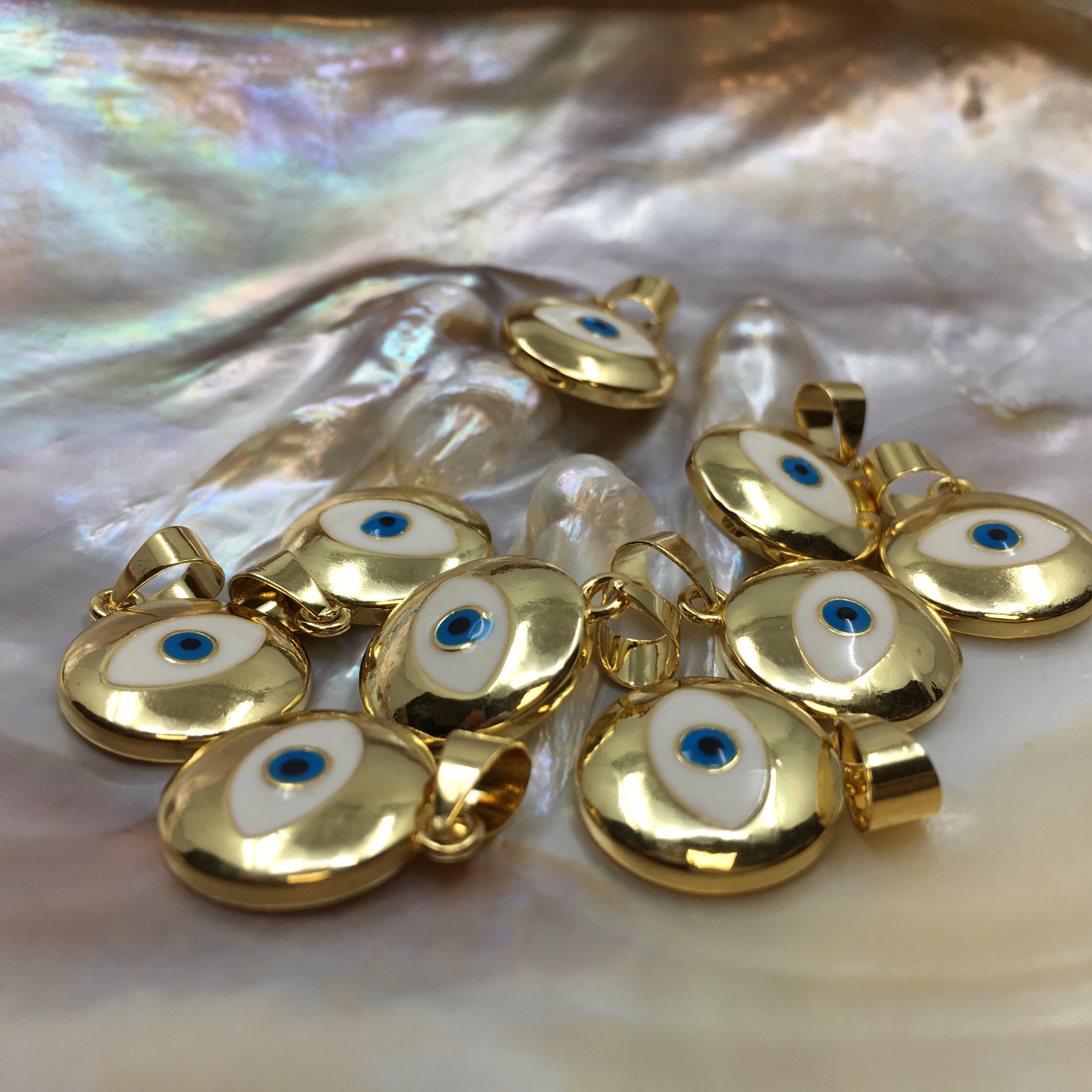 Gold Navy/White and White/Blue Silver Black Evil Eye Charm | Bellaire Wholesale