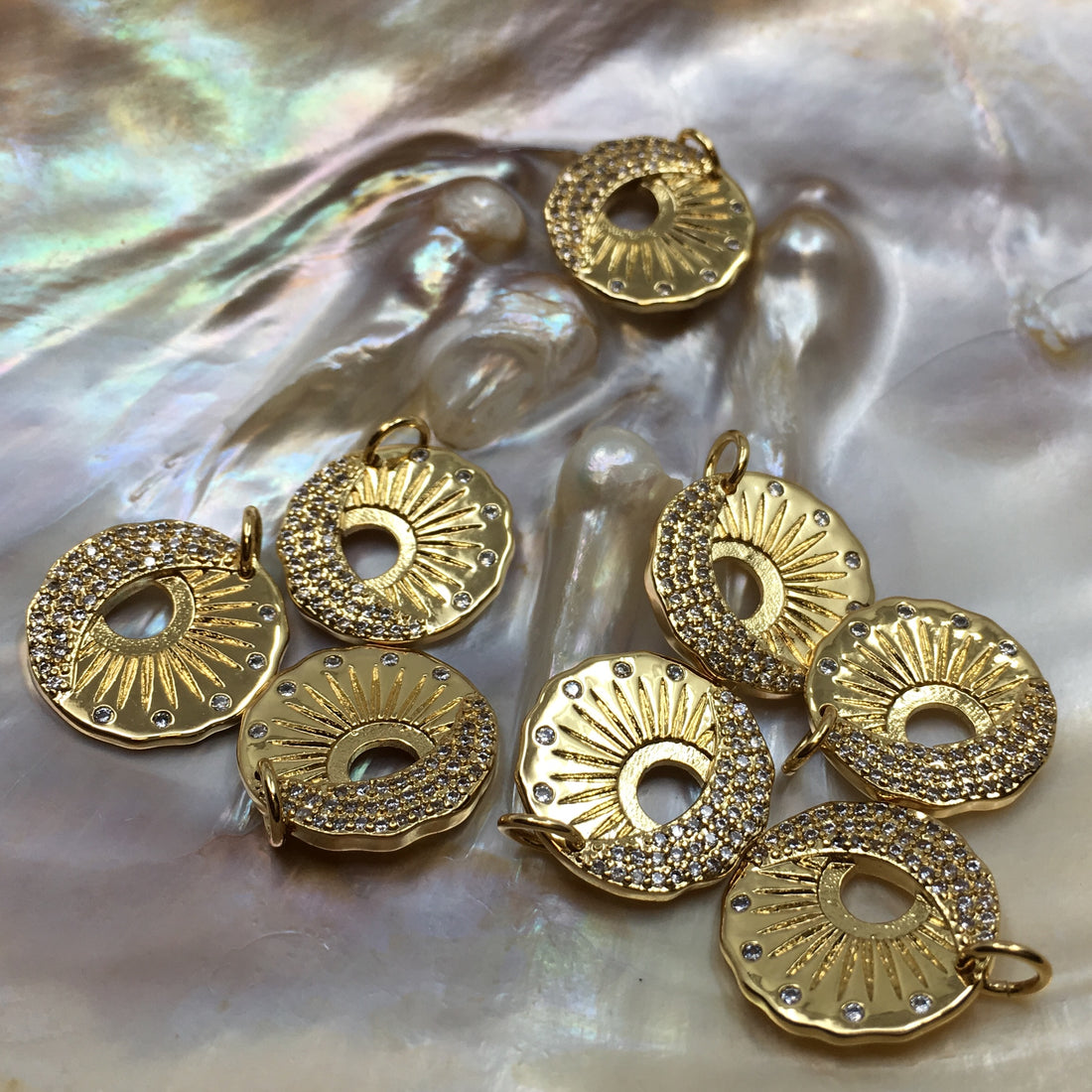 Round Sun and Moon Gold Charm | Bellaire Wholesale