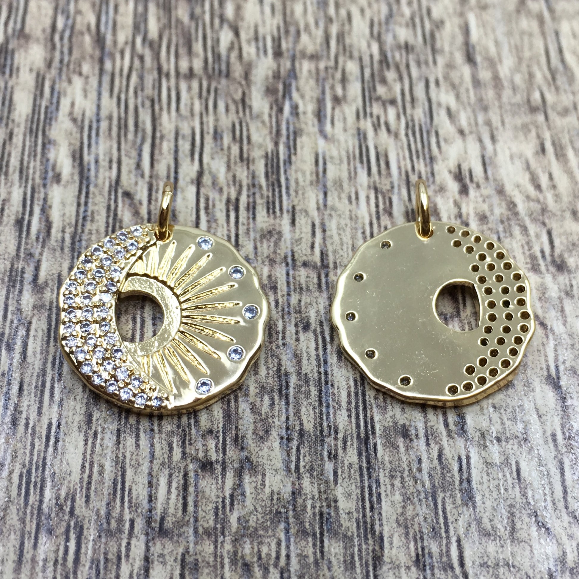 Round Sun and Moon Gold Charm | Bellaire Wholesale