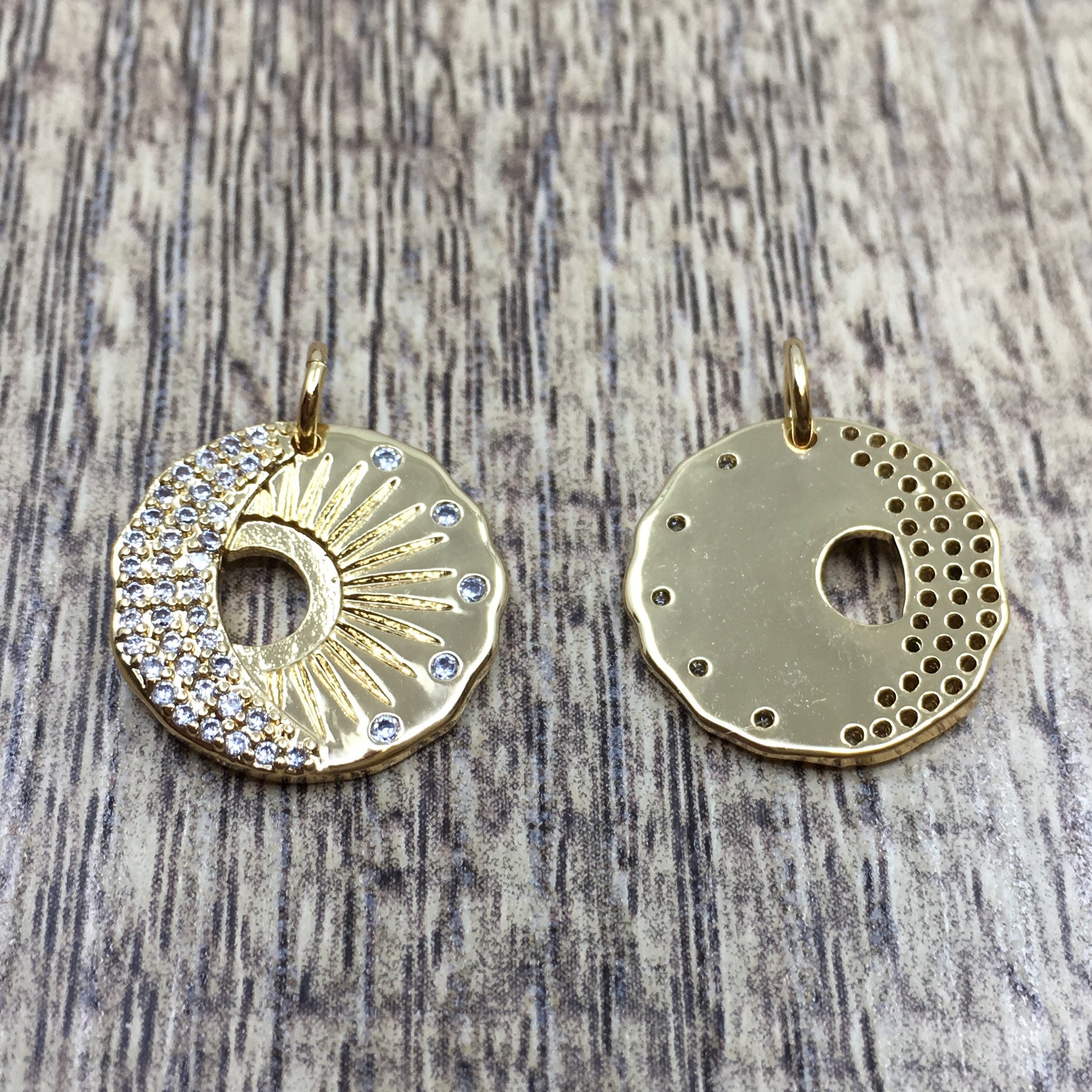 Round Sun and Moon Gold Charm | Bellaire Wholesale