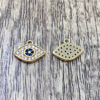 Gold Evil eye pendant with clear and blue stones | Bellaire Wholesale