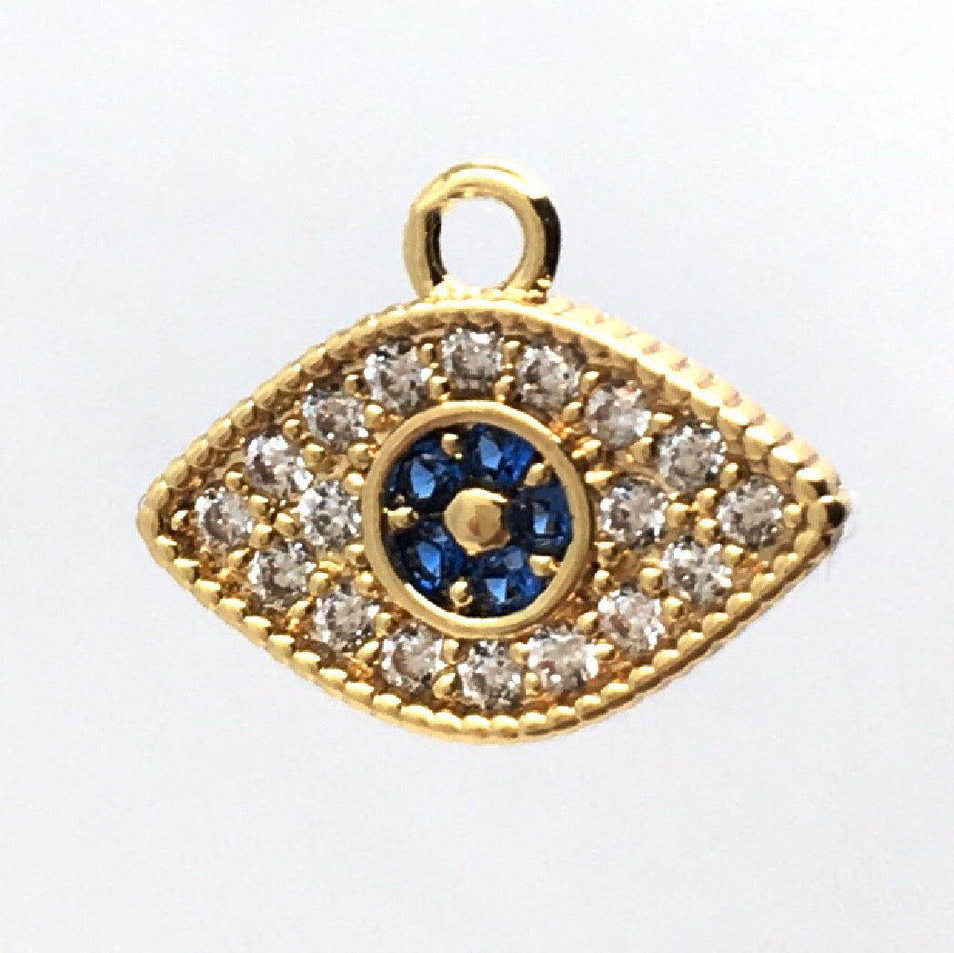 Gold Evil eye pendant with clear and blue stones | Bellaire Wholesale