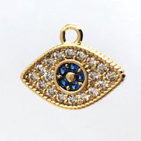 Gold Evil eye pendant with clear and blue stones | Bellaire Wholesale