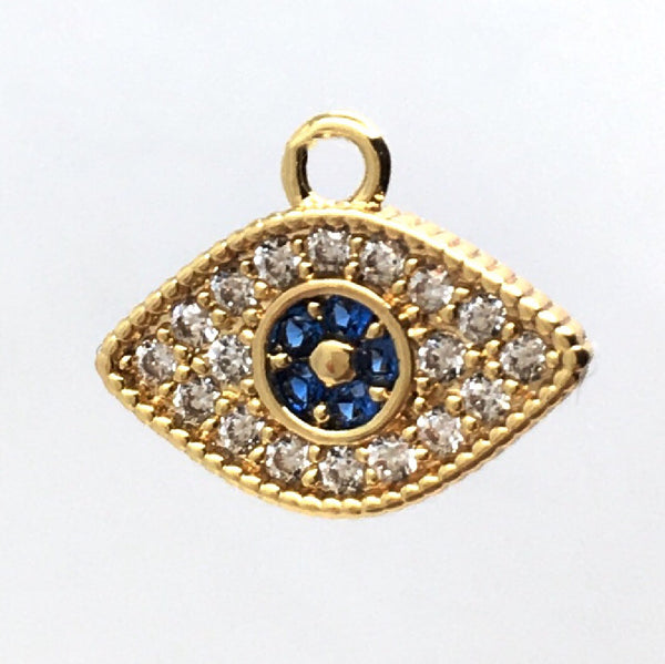 Gold Evil eye pendant with clear and blue stones | Bellaire Wholesale