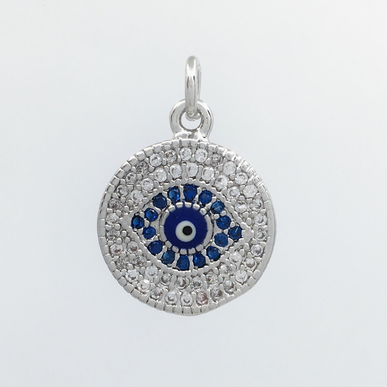 Brass Round Gold, Gun-metal and Silver Black Evil Eye Charm | Bellaire Wholesale