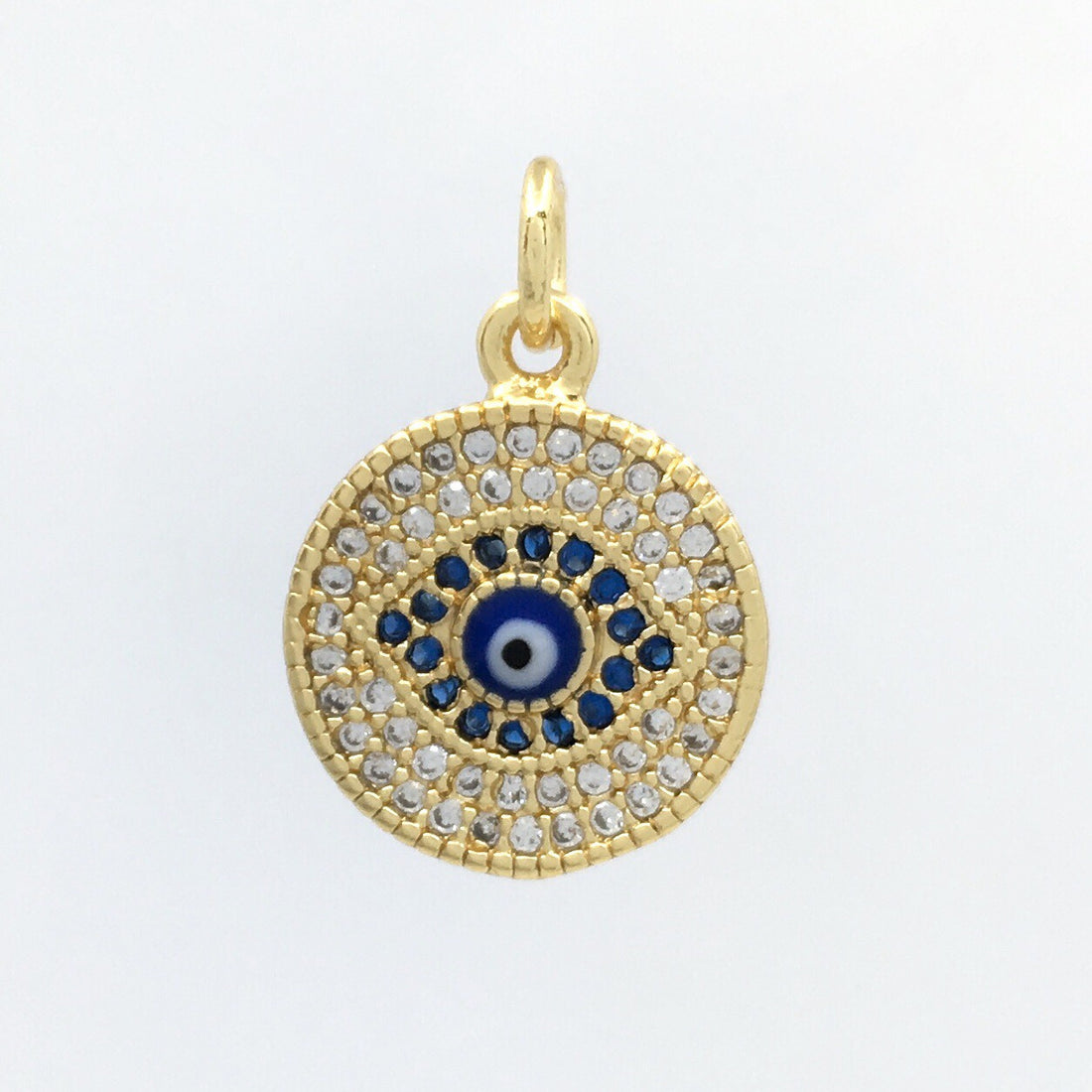 Brass Round Gold, Gun-metal and Silver Black Evil Eye Charm | Bellaire Wholesale