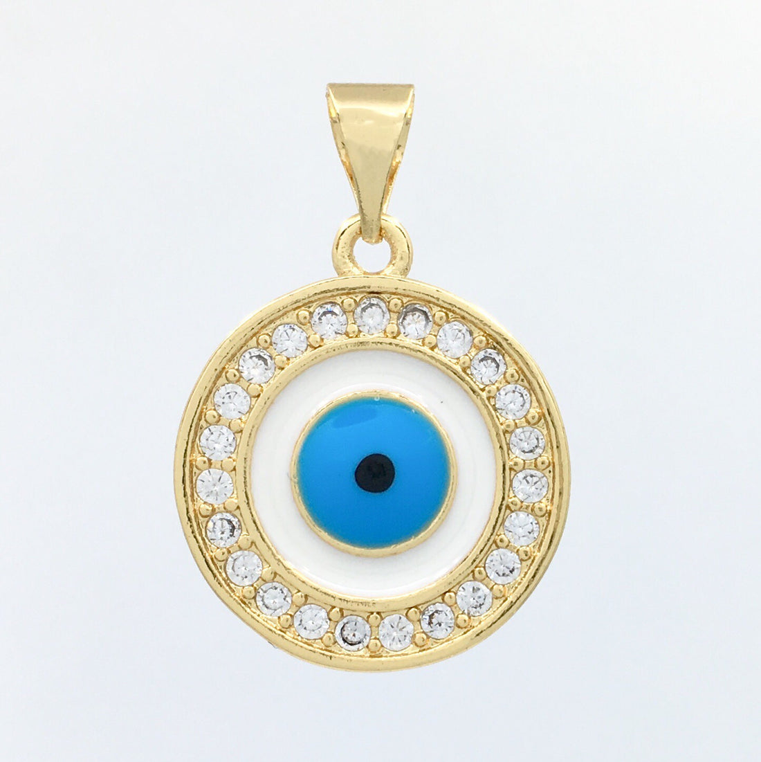 Round White Brass Evil Eye Charm | Bellaire Wholesale