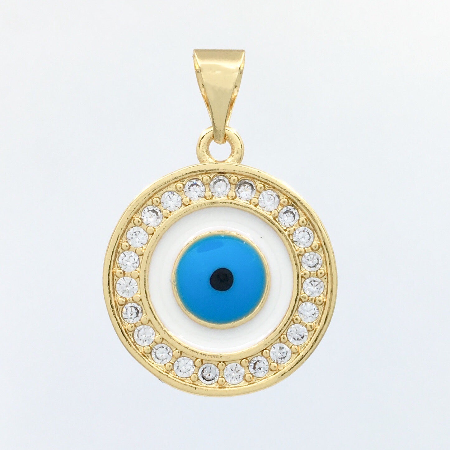 Round White Brass Evil Eye Charm | Bellaire Wholesale