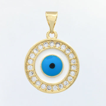 Round White Brass Evil Eye Charm | Bellaire Wholesale