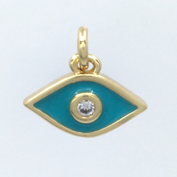 Brass 18k Gold Plated Blue Evil Eye charm | Bellaire Wholesale