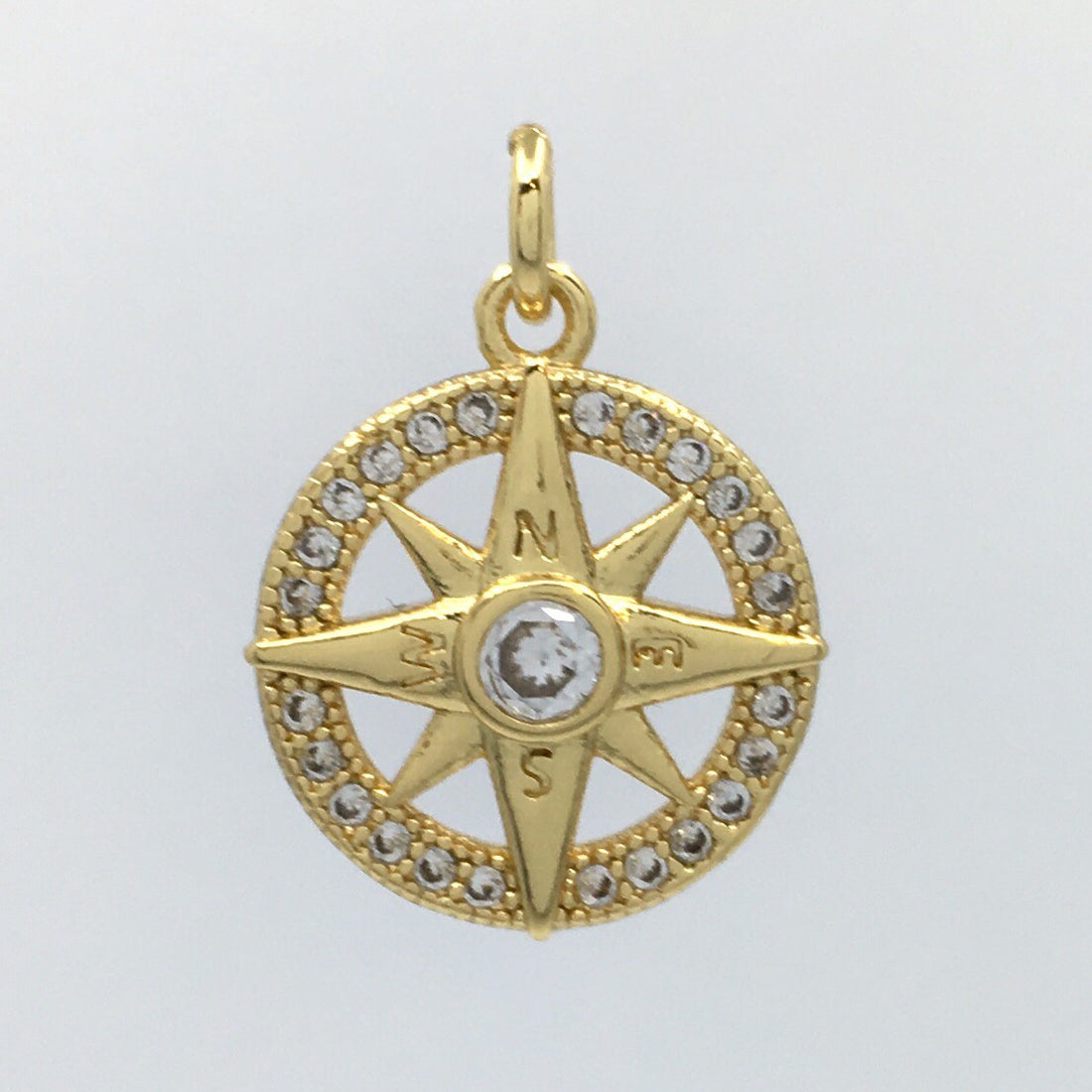 Round Gold Compass Brass Charm | Bellaire Wholesale
