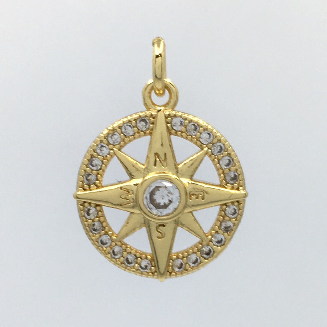Round Gold Compass Brass Charm | Bellaire Wholesale