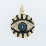 Round Black and Blue Evil Eye Gold Charm | Bellaire Wholesale