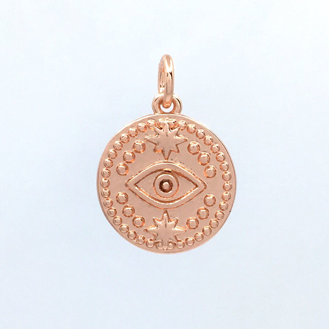 Round Gold, Rose Gold and Rhodium Black Evil Eye Charm | Bellaire Wholesale