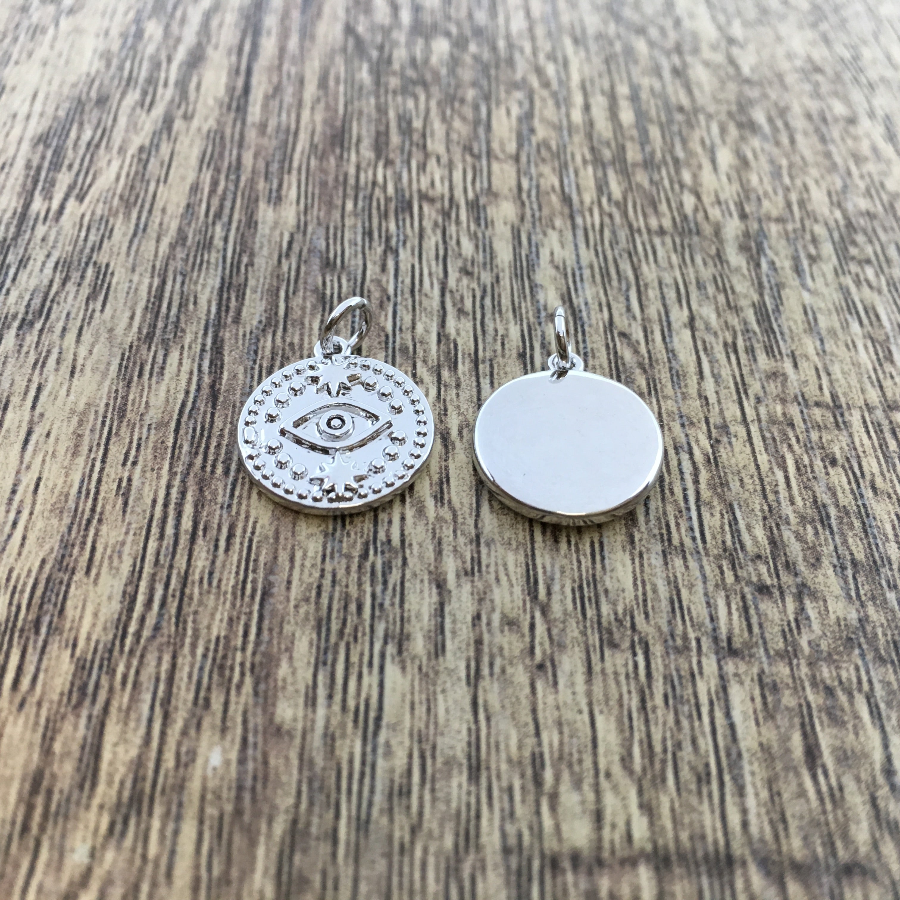 Round Gold, Rose Gold and Rhodium Black Evil Eye Charm | Bellaire Wholesale