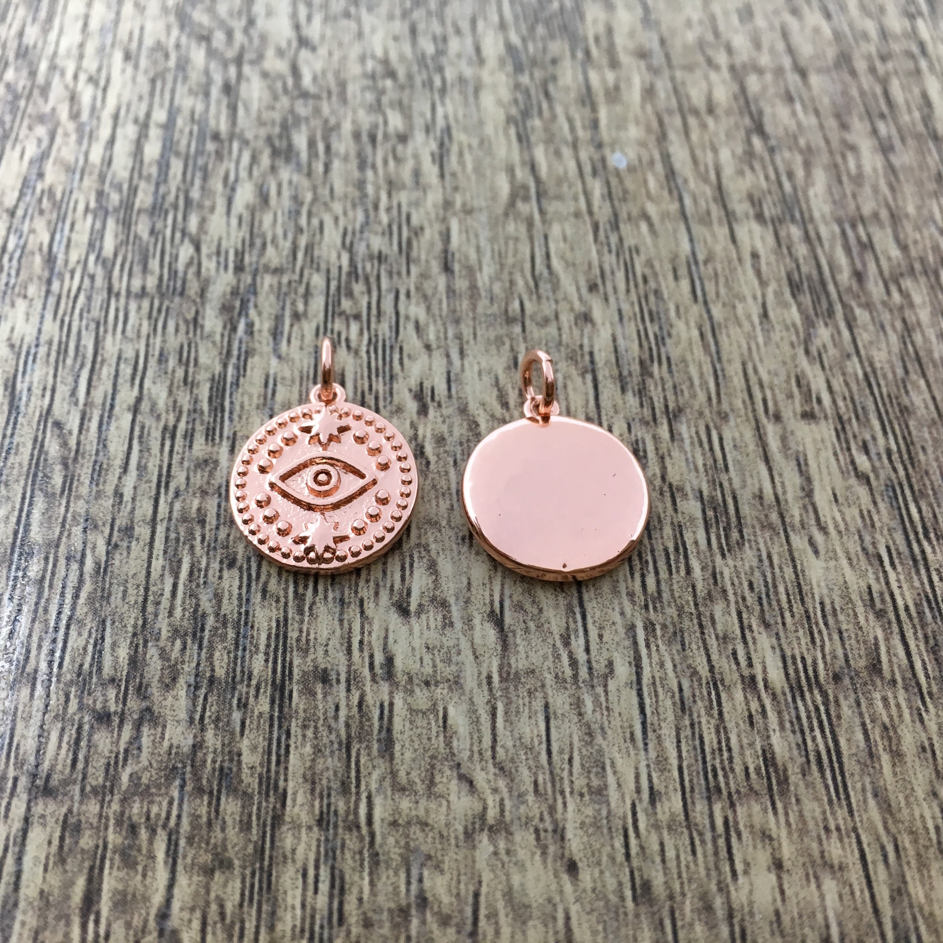 Round Gold, Rose Gold and Rhodium Black Evil Eye Charm | Bellaire Wholesale