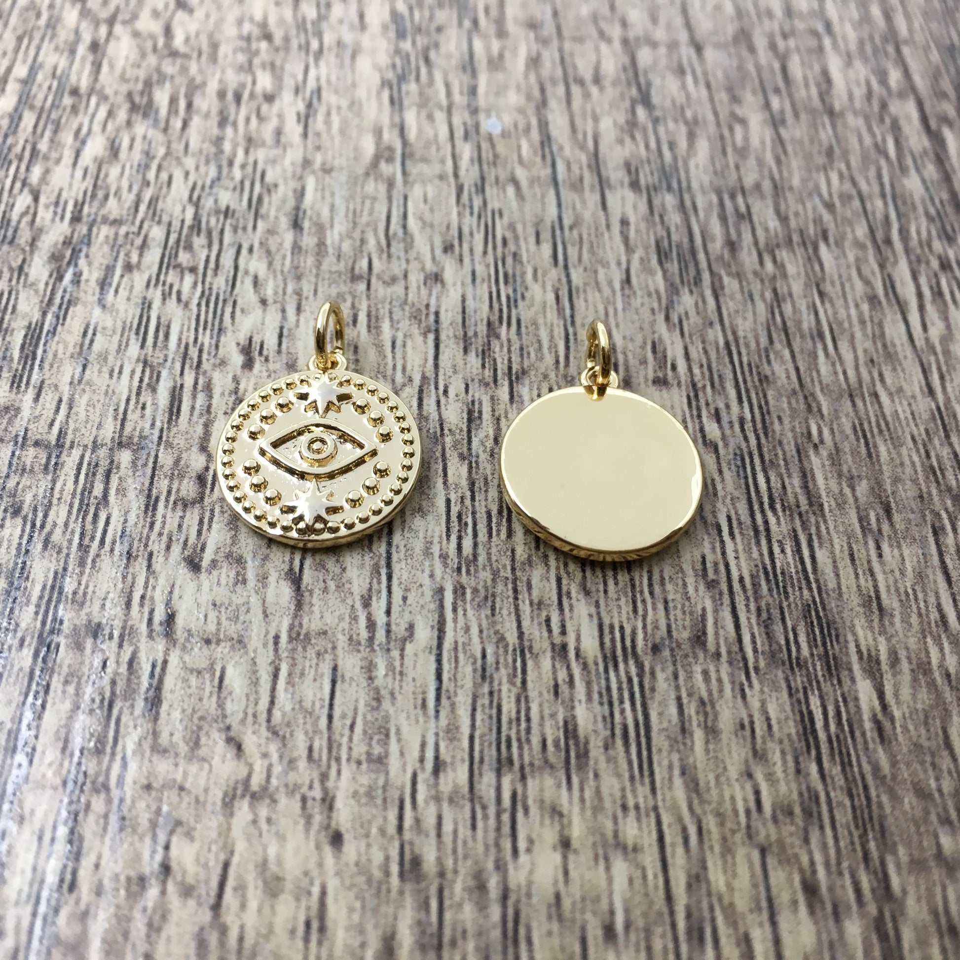 Round Gold, Rose Gold and Rhodium Black Evil Eye Charm | Bellaire Wholesale
