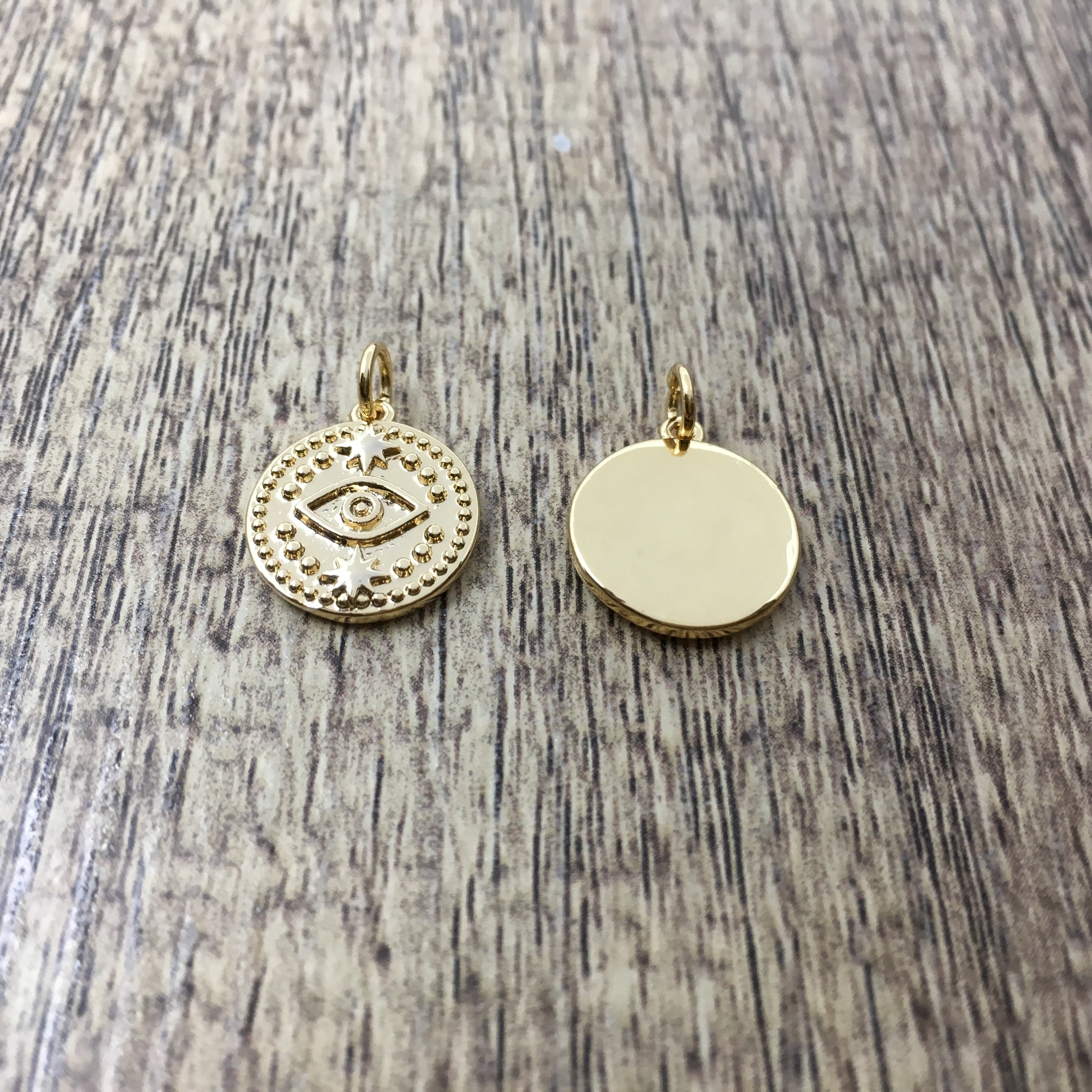 Round Gold, Rose Gold and Rhodium Black Evil Eye Charm | Bellaire Wholesale