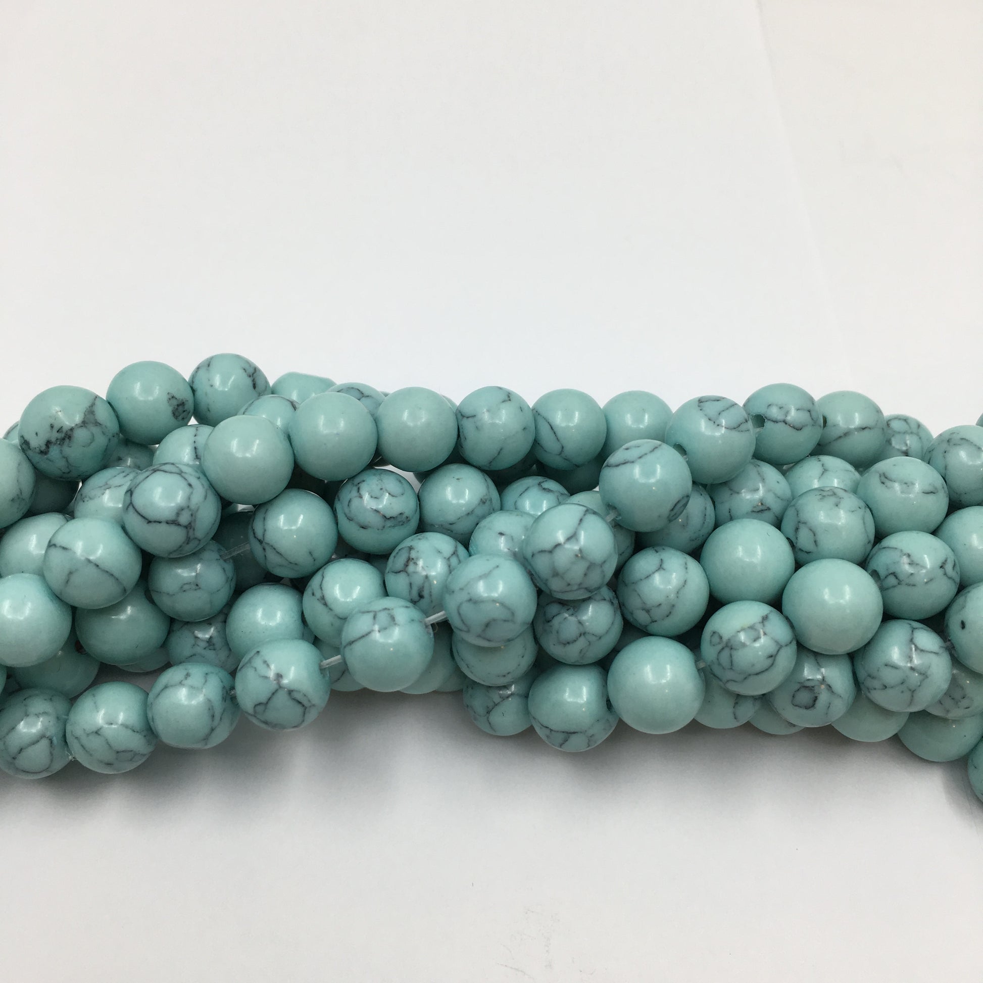 10mm Greenish Blue Howlite Bead | Bellaire Wholesale