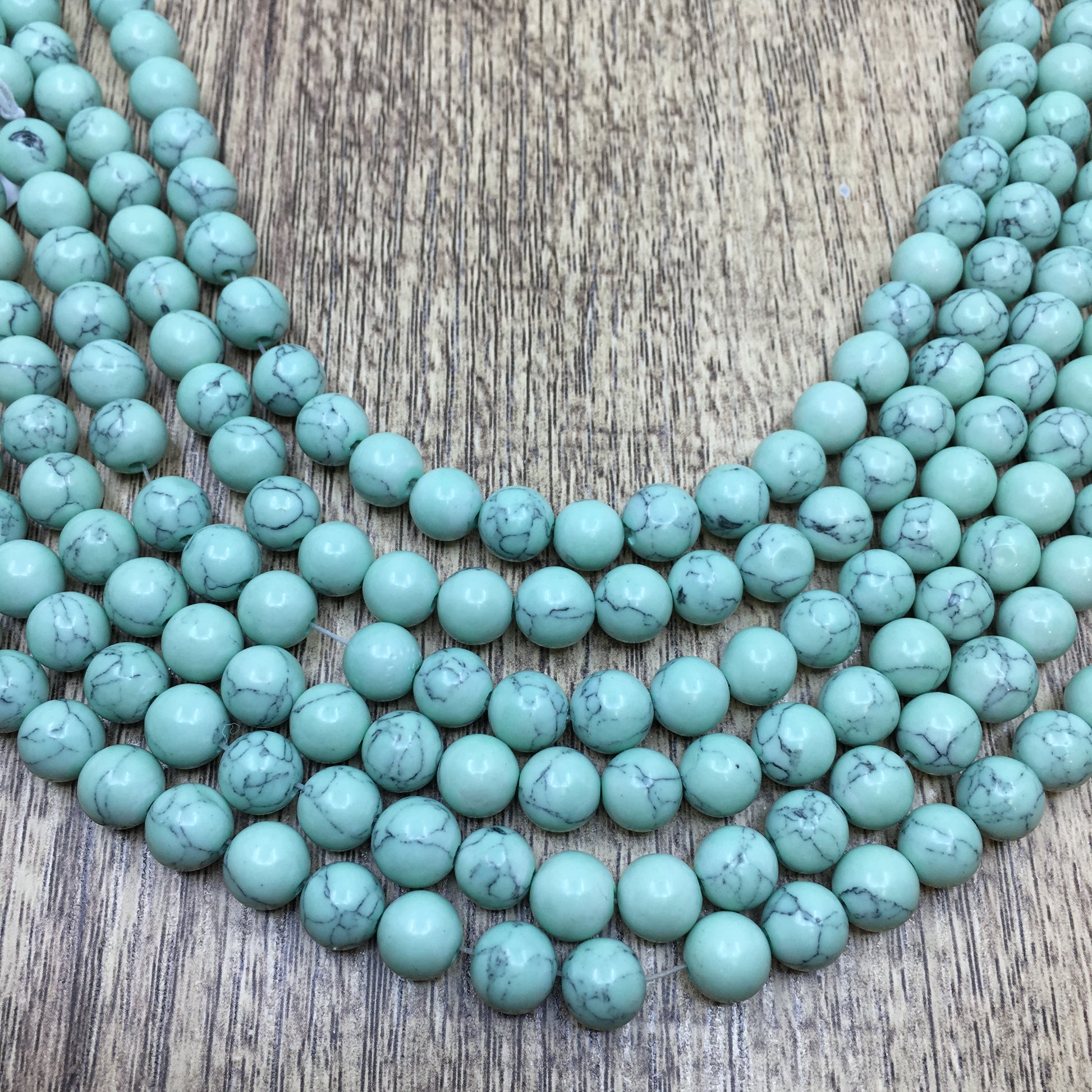 8mm Greenish Blue Howlite Bead | Bellaire Wholesale