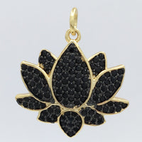 Black and Gold Lotus charm | Bellaire Wholesale
