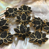 Black and Gold Lotus charm | Bellaire Wholesale